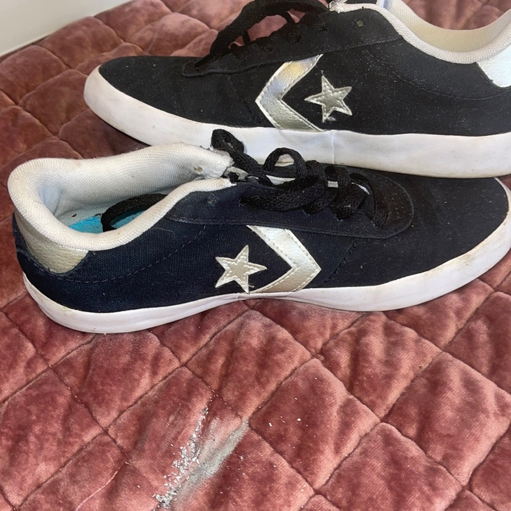 Black with silver star converse